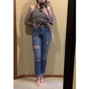 Gap Slim Straight High Rise jeans distressed denim